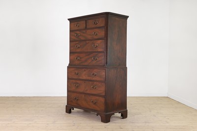 Lot 219 - A George III mahogany chest on chest in the manner of Thomas Chippendale