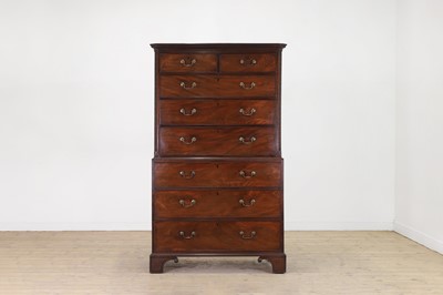 Lot 219 - A George III mahogany chest on chest in the manner of Thomas Chippendale