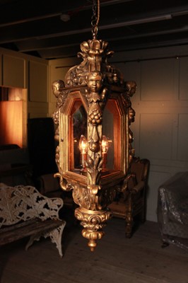 Lot 18 - A Renaissance-style giltwood lantern
