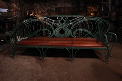 Lot 39 - An Art Nouveau painted wrought-iron garden bench