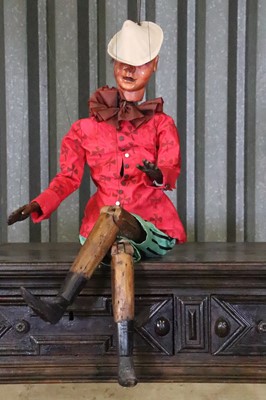 Lot 45 - A painted fruitwood Pinocchio puppet