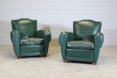 Lot 156 - A pair of leather 'Club' armchairs
