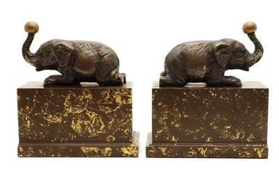 Lot 198 - A pair of Art Deco style elephant bookends