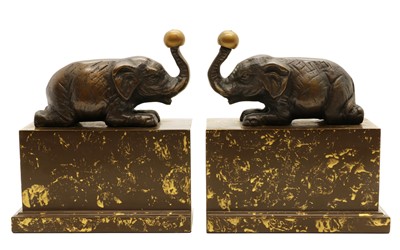 Lot 198 - A pair of Art Deco style elephant bookends