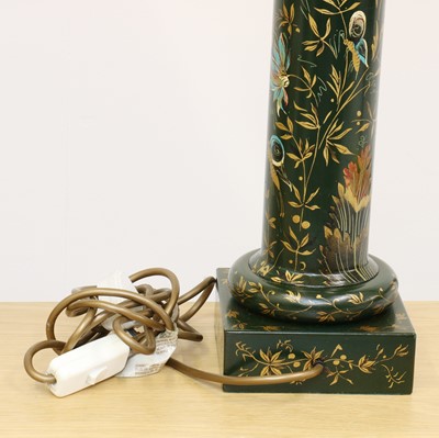 Lot 470 - A pair of Regency-style toleware table lamps