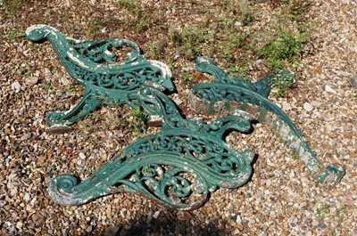 Lot 452 - A set of cast iron bench supports