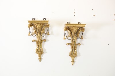 Lot 12 - A pair of George III-style giltwood wall brackets