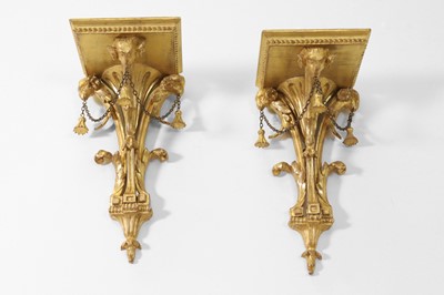 Lot 12 - A pair of George III-style giltwood wall brackets