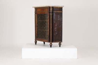 Lot 27 - A Regency rosewood, painted and parcel-gilt pier cabinet