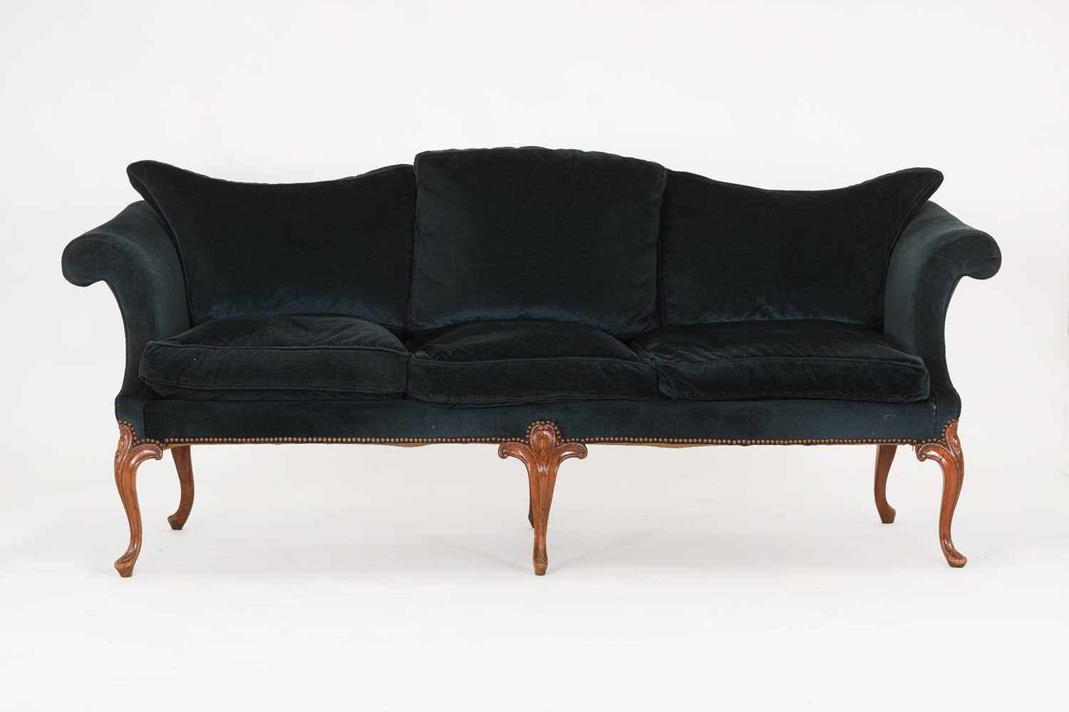 Lot 61 - A George III-style walnut sofa