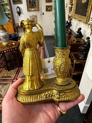 Lot 11 - A pair of ormolu chinoiserie candlestands