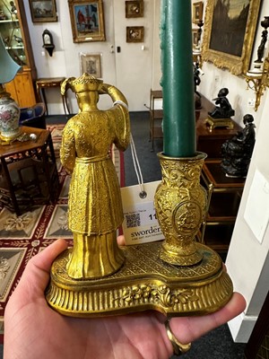 Lot 11 - A pair of ormolu chinoiserie candlestands