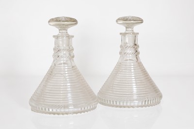 Lot 48 - A pair of cut-glass ship's decanters