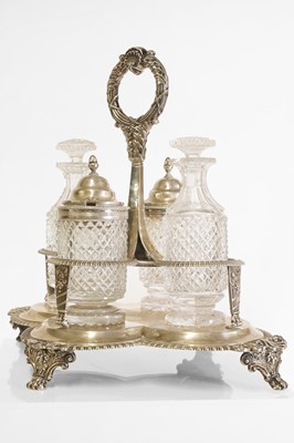 Lot 50 - A George IV silver and cut-glass cruet set