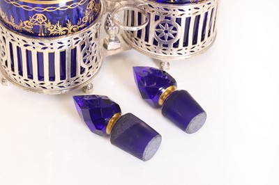 Lot 55 - A pair of Bristol blue glass decanters