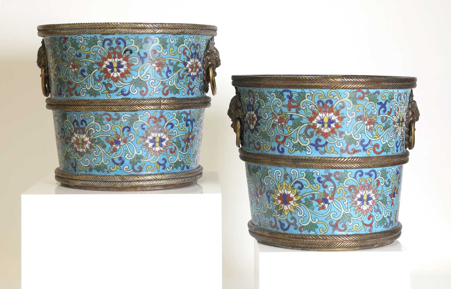 Lot 73 - A pair of cloisonné buckets