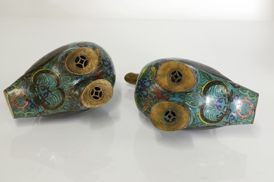 Lot 87 - A pair of cloisonné ewers