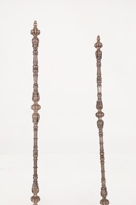 Lot 101 - A set of Charles II-style steel and silver fire tools