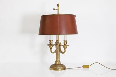 Lot 62 - A Directoire-style ormolu three-light bouillotte lamp