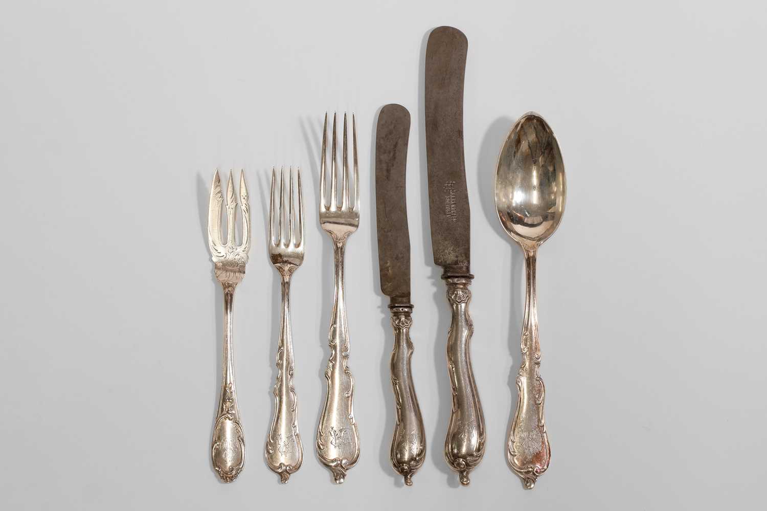 Lot 52 - A German silver flatware service