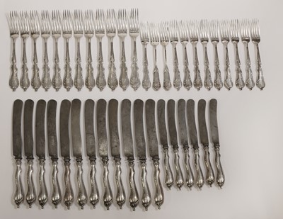 Lot 52 - A German silver flatware service