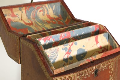 Lot 127 - A tooled leather stationery casket