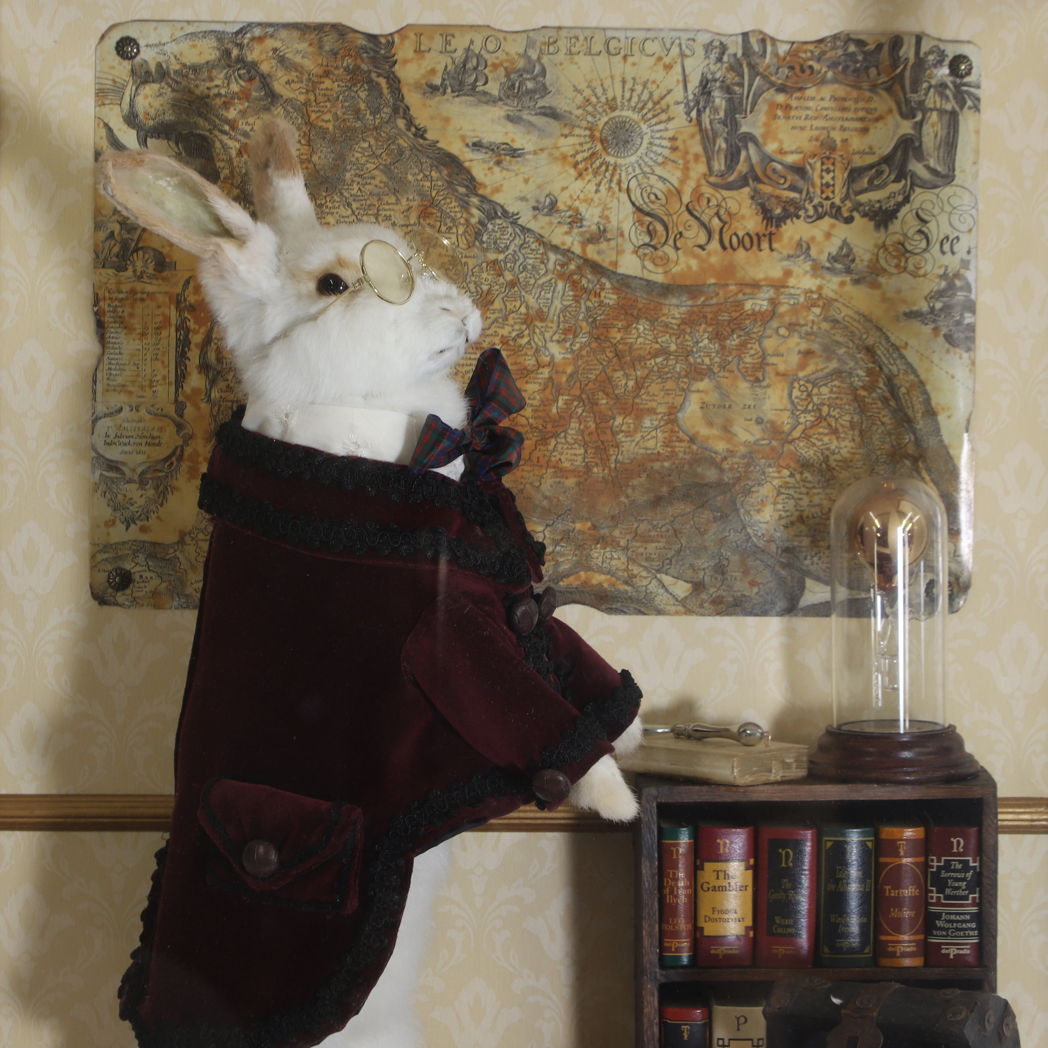 Lot 52 - Taxidermy: a smartly dressed white rabbit,