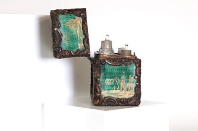 Lot 34 - A Louis XV guilloché enamel and bronze scent bottle case