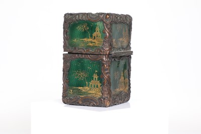 Lot 34 - A Louis XV guilloché enamel and bronze scent bottle case