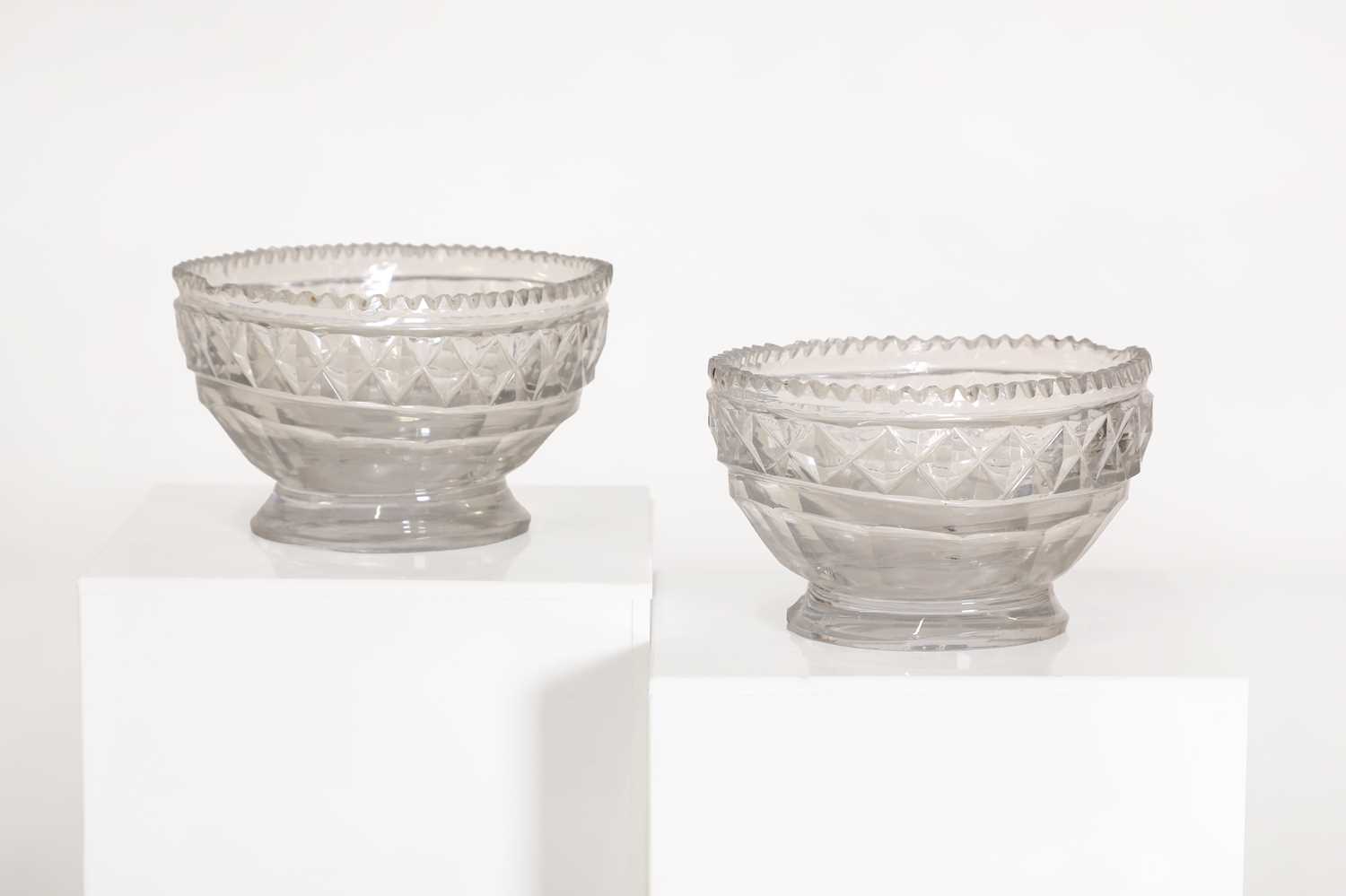 Lot 123 - A pair of cut-glass salts