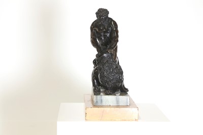 Lot 194 - A patinated bronze figure group after the antique