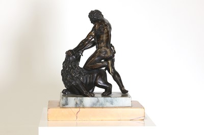 Lot 194 - A patinated bronze figure group after the antique