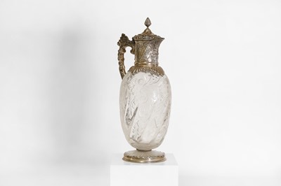 Lot 199 - A Victorian intaglio cut-glass and silver-mounted 'rock crystal' claret jug