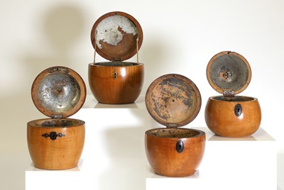 Lot 32 - Four George III fruitwood tea caddies