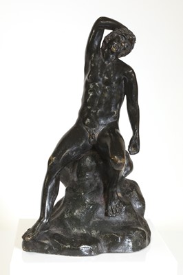 Lot 107 - A grand tour patinated bronze figure after the antique