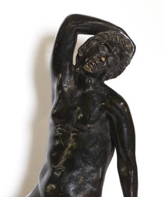 Lot 107 - A grand tour patinated bronze figure after the antique