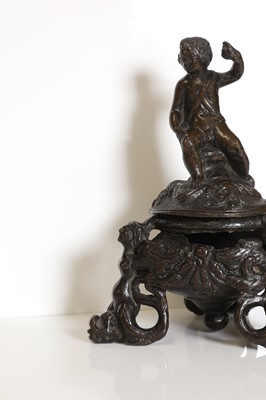 Lot 38 - A bronze inkwell