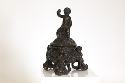 Lot 38 - A bronze inkwell