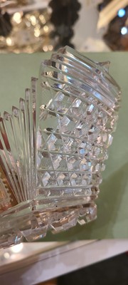 Lot 103 - A near pair of cut-glass butter boats