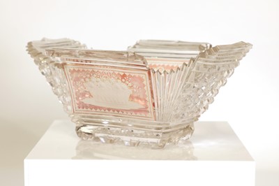 Lot 103 - A near pair of cut-glass butter boats