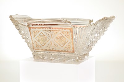 Lot 103 - A near pair of cut-glass butter boats