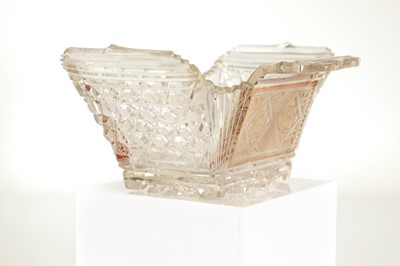 Lot 103 - A near pair of cut-glass butter boats