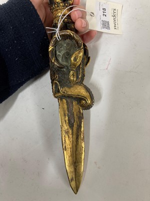 Lot 218 - A Tibetan gilt-bronze phurba
