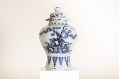 Lot 44 - A delft tin-glazed baluster vase and cover