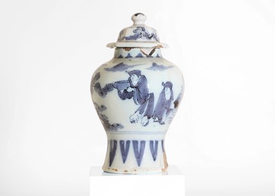 Lot 44 - A delft tin-glazed baluster vase and cover