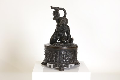 Lot 31 - A grand tour patinated bronze inkwell