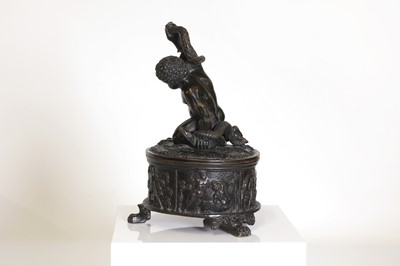 Lot 31 - A grand tour patinated bronze inkwell