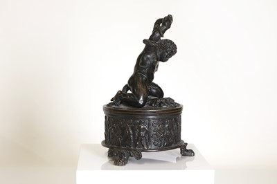 Lot 31 - A grand tour patinated bronze inkwell