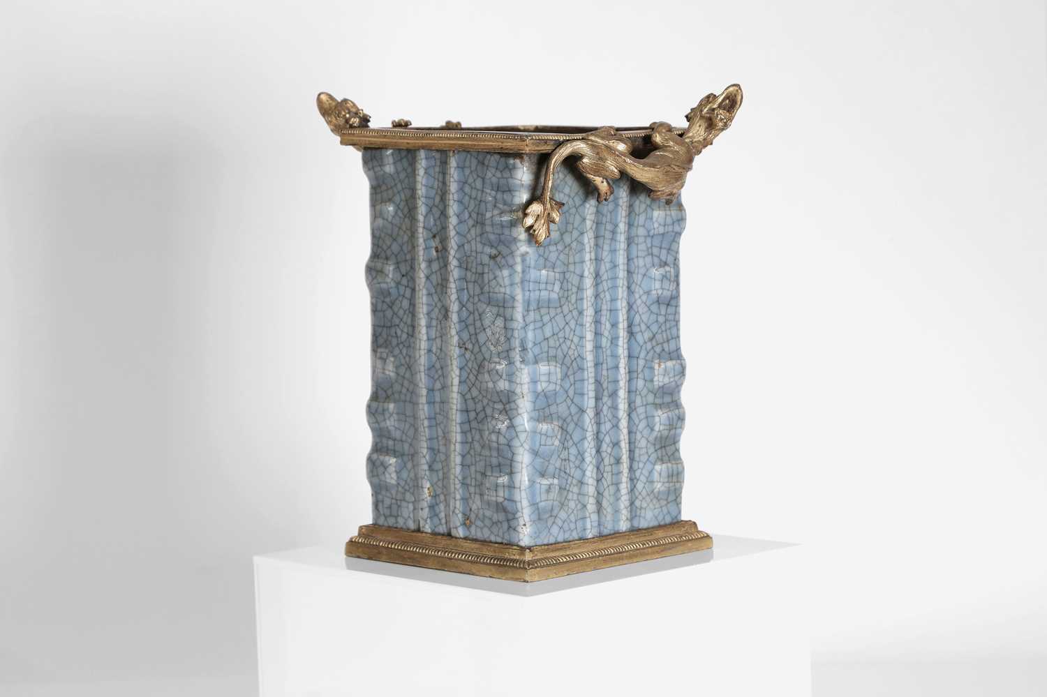 Lot 150 - A Chinese blue-glazed cong vase