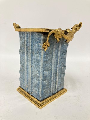 Lot 150 - A Chinese blue-glazed cong vase